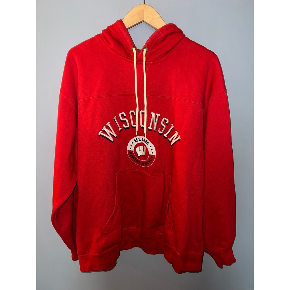 NCAA Wisconsin Badgers Hoodie Red Embroidered VF Imagewear Pullover Mens XL